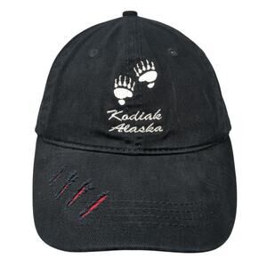 Kodiak Alaska Slideback Baseball Cap Black One Size Distressed Polar Graphics